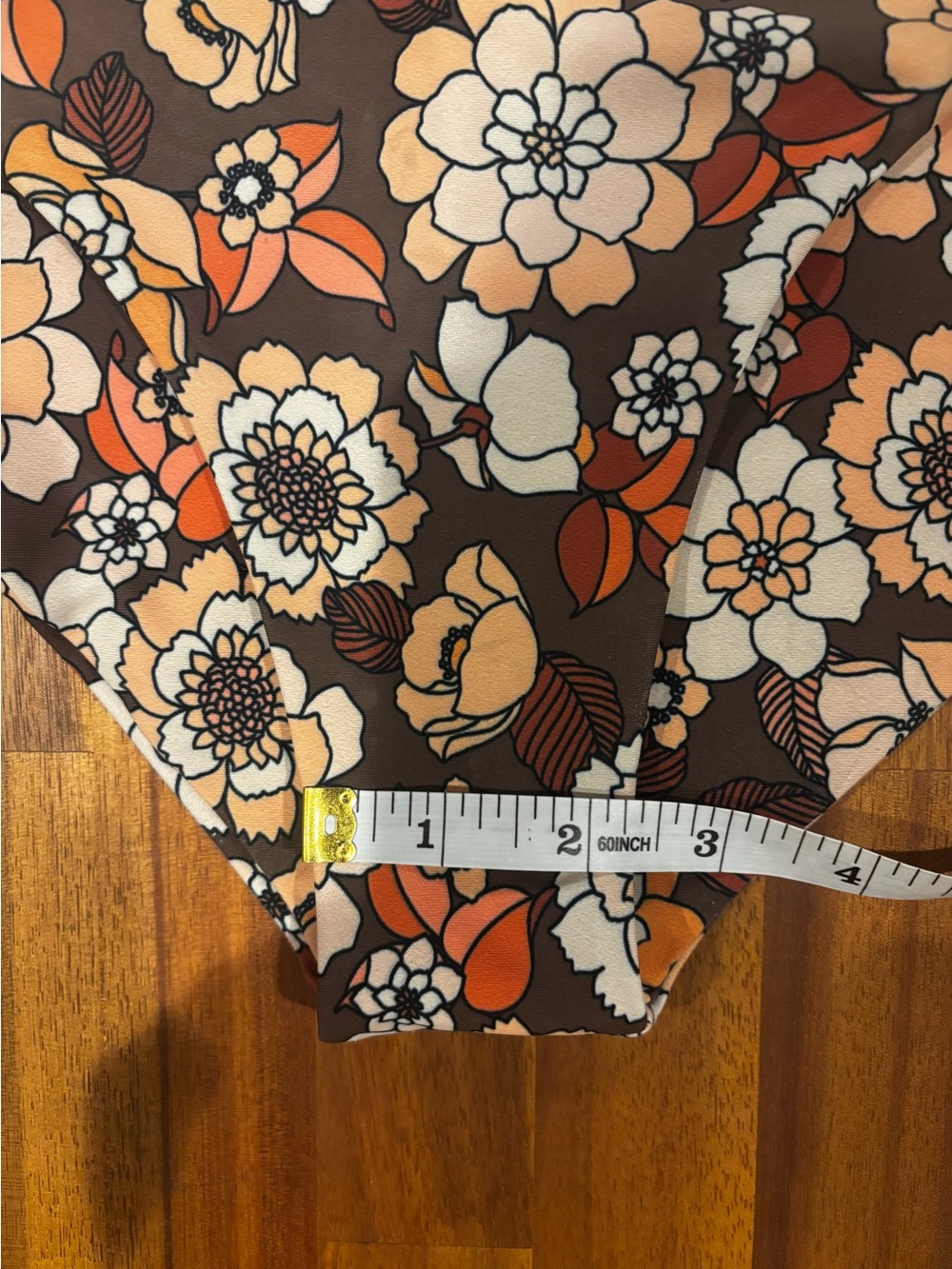 SKATIE Bikini Swimsuit Set Retro Floral Two-Piece Bikini Brown, Cream & Orange M - Picture 8 of 11